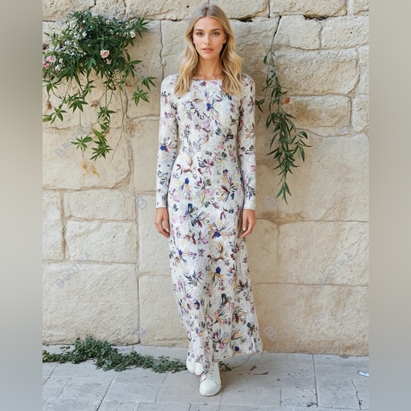 Maria Cher Azcuenaga Isabel Slip Dress long sleeve maxi dress size medium - Picture 1 of 13